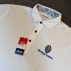 Paragon XP White Michigan Seniors Golf Polo Shirt UPF 50+ Mens Large NWT